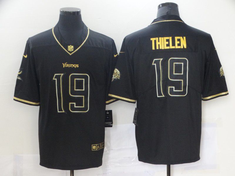Men Minnesota Vikings #19 Thielen Black Retro Gold Lettering 2021 Nike NFL Jersey->minnesota vikings->NFL Jersey